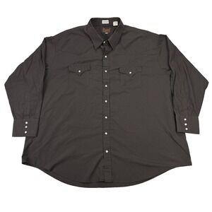 Plains Pearl Snap‎ Western Shirt Mens 3XL Long Sleeve Big Man Black Cowboy Rodeo